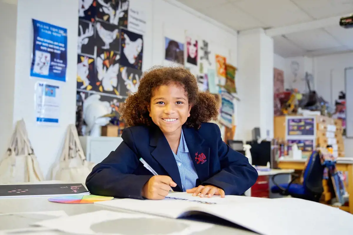 Happy pupil in class
